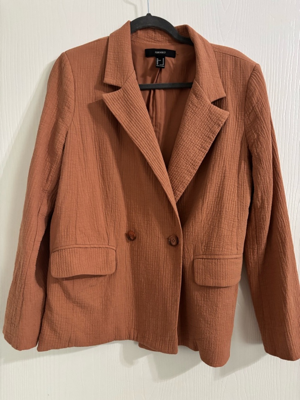 Forever 21 Rust Textured Double-Breasted Blazer Jacket
